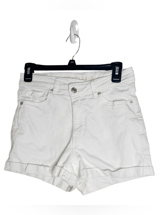 American Eagle Outfitters Pants - American Eagle Crossover Mom Short Stretch Cuffed White Distressed Denim Shorts